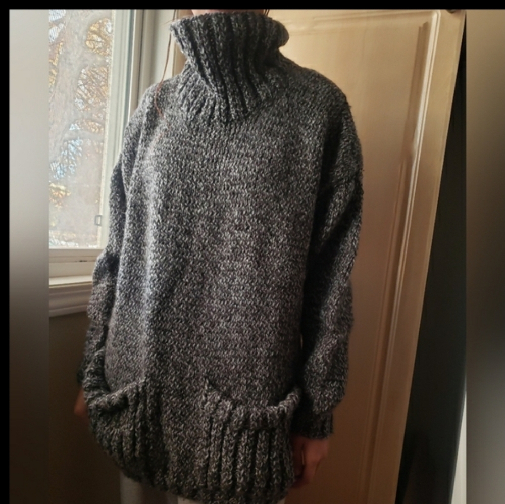 Handmade Wool Cozy Blackish Gray Women's Sweater
